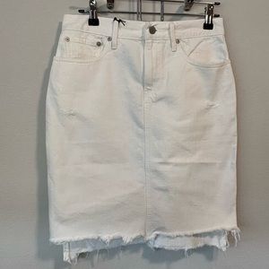 Able Jeans Denim Pencil Skirt Size 26 Distressed White Retail‎ $120 Raw Hem